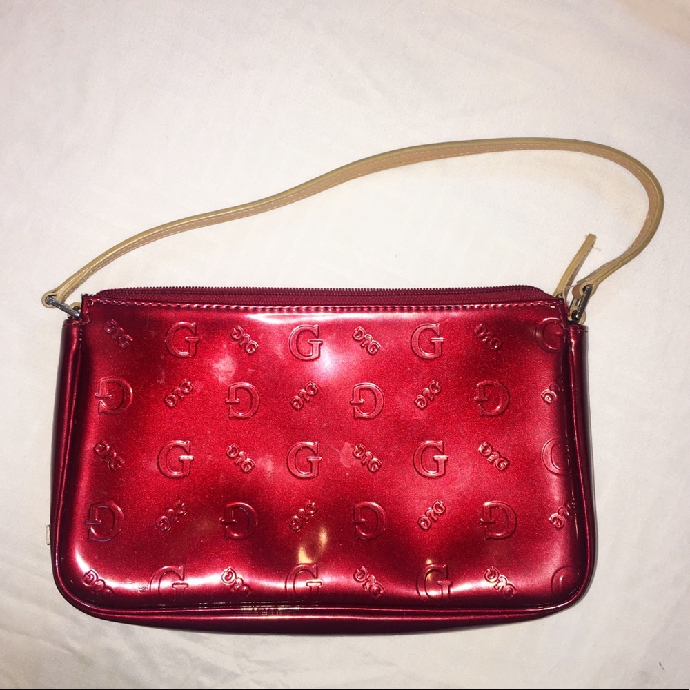 Vintage Y2K Guess maroon patent purse.
